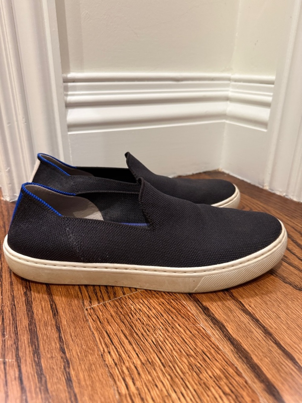 Women's Original Slip-On Sneaker in Black with Blue Trim